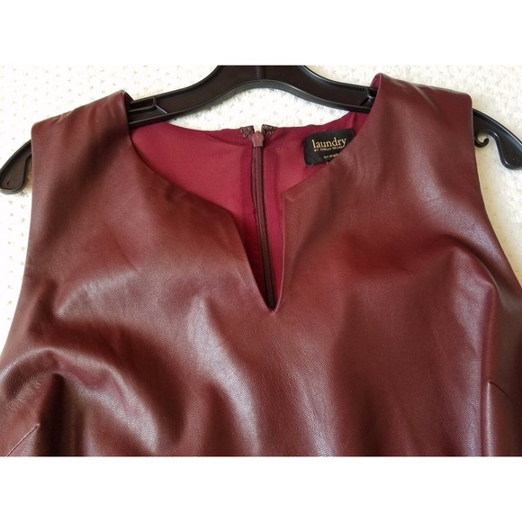 NWT Laundry by Shelli Segal Faux Leather Drop Waist Dress, Deep Garnet Red, 10 - Picture 6 of 6